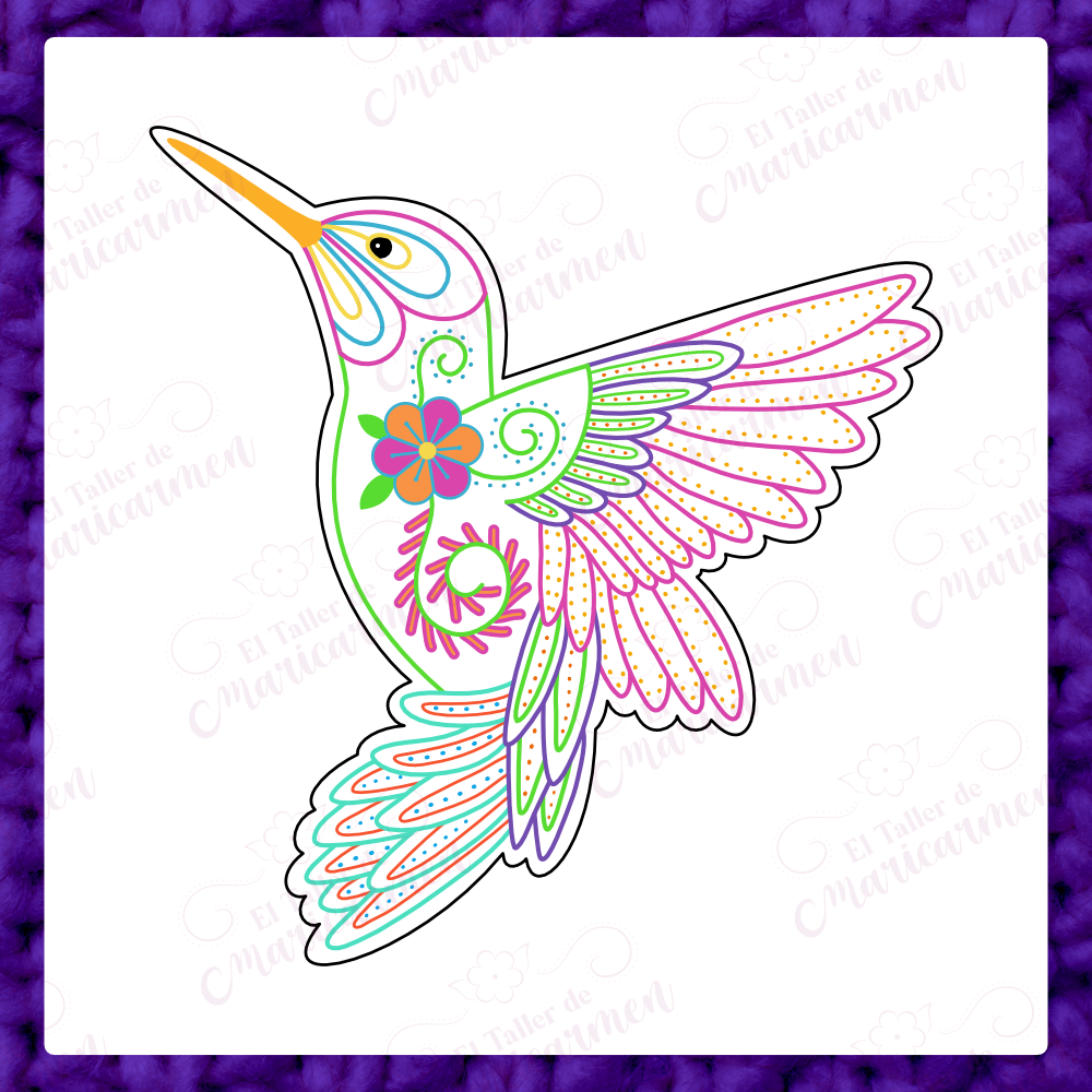 patron de bordado de colibri - bordado ayacuchano