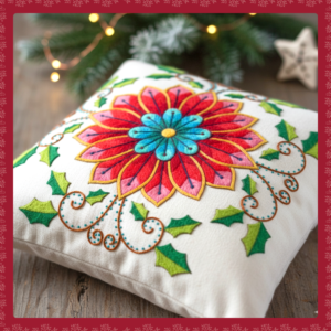 Patrón de Cojín de Mandala Navideña
