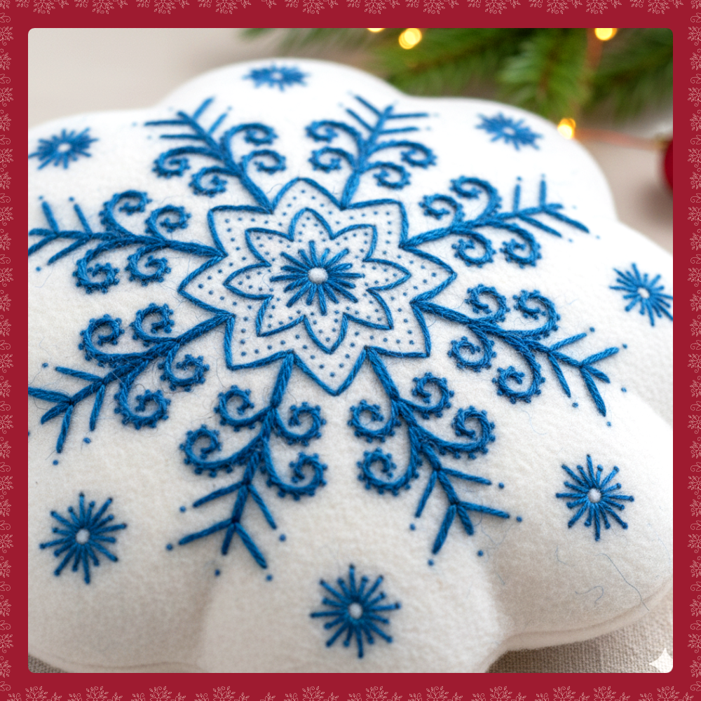 Patrón de Cojín de Mandala Copo de Nieve