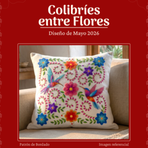 Patrón de Cojín de Colibríes entre Flores